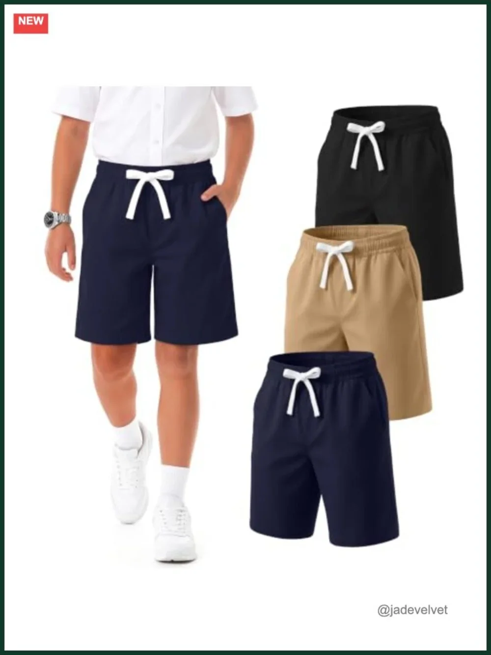 Boys 3-Pack Athletic Shorts with Pockets Drawstring Elastic Waist Casual School